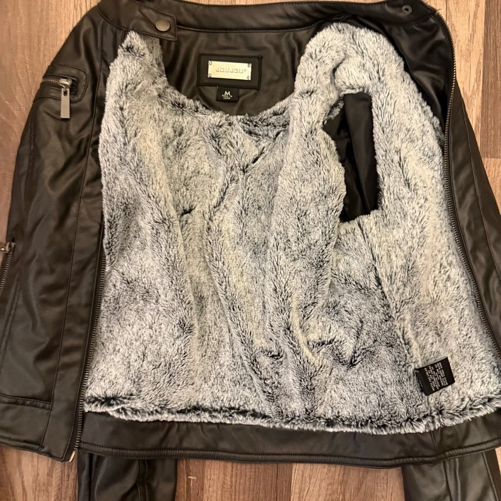 Jou Jou Women's Black Leather Moto Jacket